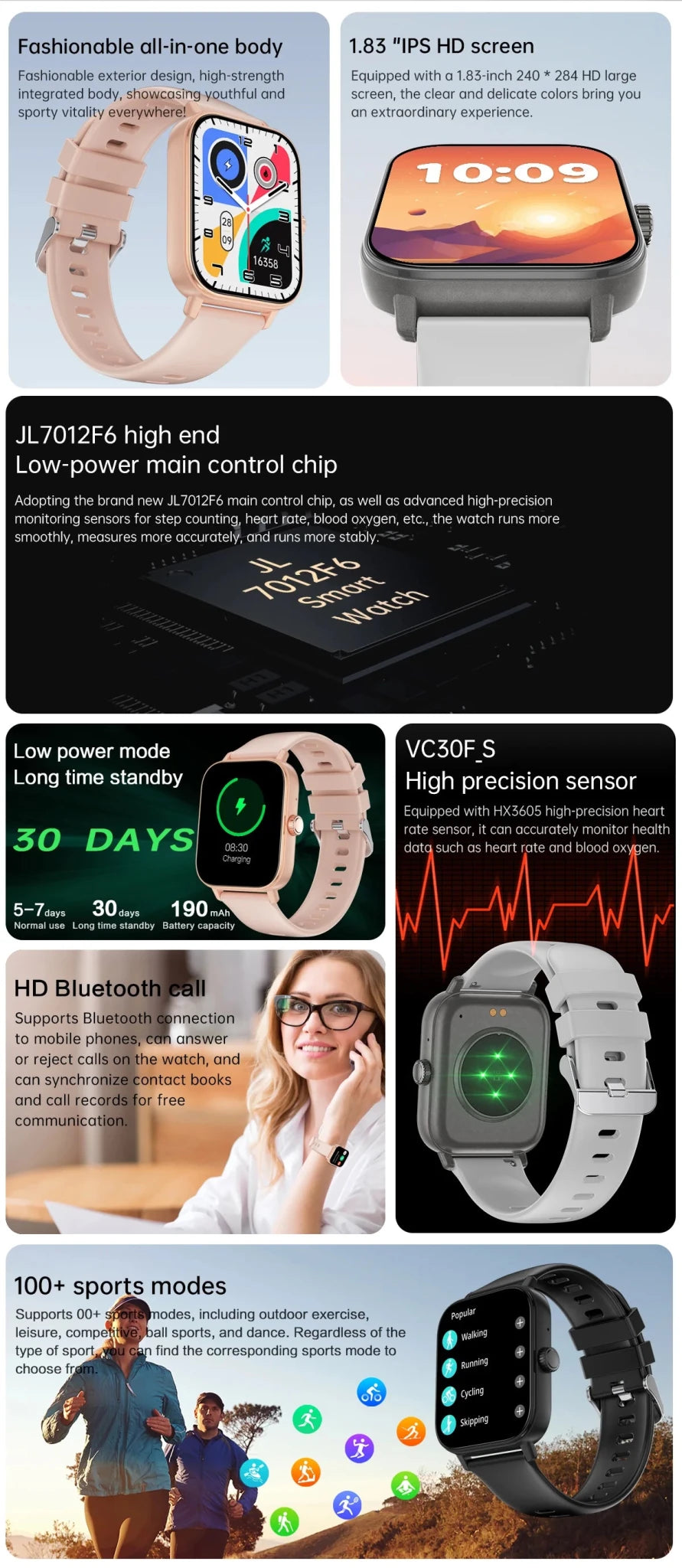 1.83" HD Smart Watch - Waterproof Fitness Tracker with Bluetooth Calling - Bella's Home