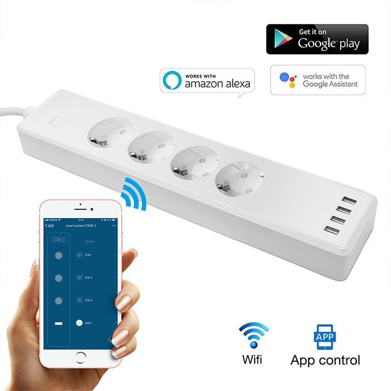 WiFi Smart Power Strip - 4 Outlets & 4 USB Ports Control - Bella's Home
